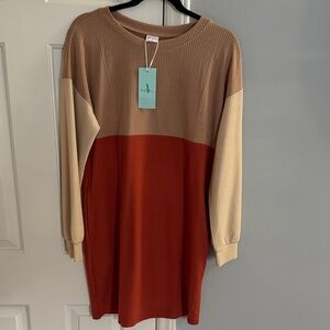 Women's Long Sleeve Color Block Dress
